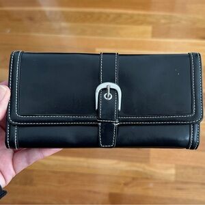Ann Taylor LOFT Black Long Wallet Snap Closure NWOT